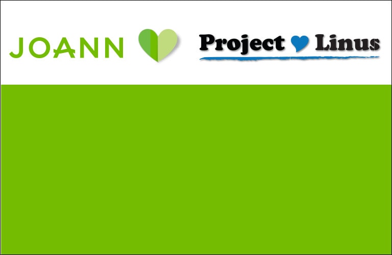 JOANN Project Linus Banner with Green Heart.