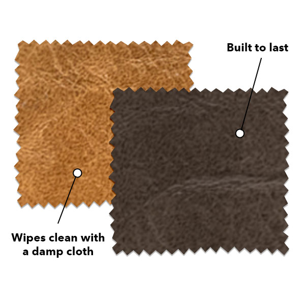 Vinyl fabrics wipe clean with a damp cloth and are built to last