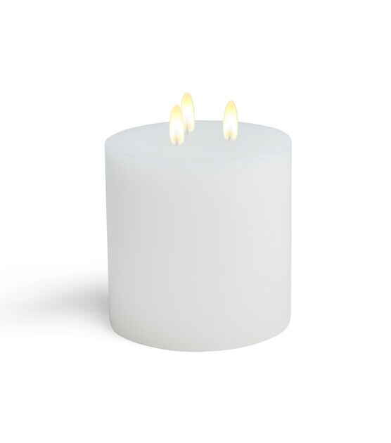 5" x 5" White 3 Wick Unscented Pillar Candle by Hudson 43, , hi-res, image 2