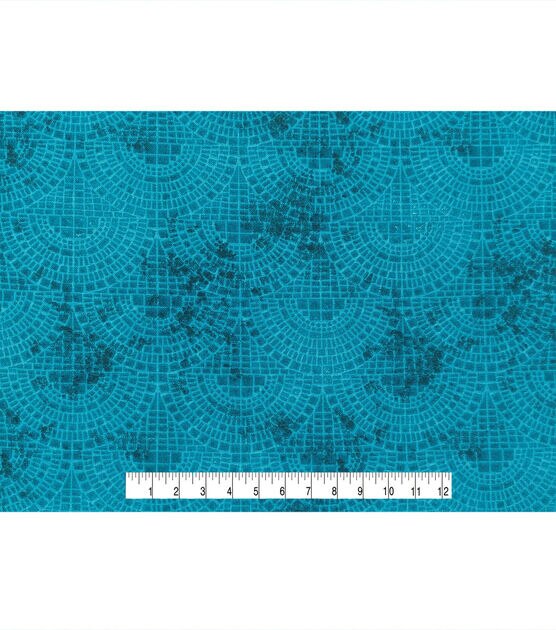 Teal Pool Tiles Quilt Cotton Fabric by Keepsake Calico, , hi-res, image 3