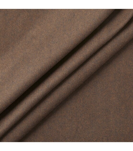 Black & Brown Large Herringbone Brushed Cotton Fabric, , hi-res, image 2