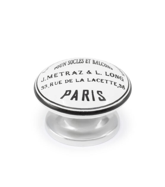 Dritz Home Ceramic Paris Knob, 1 pc, Black &  White, , hi-res, image 3