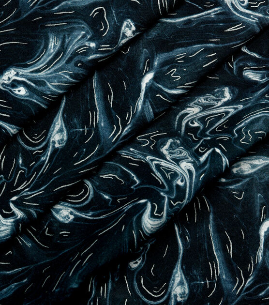 Drift Away Oil Slick Dark Blue Premium Metallic Cotton Fabric, , hi-res, image 3
