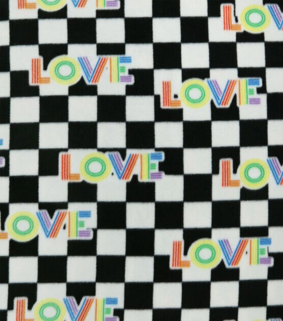 Pride Love on Checkered Anti Pill Fleece Fabric