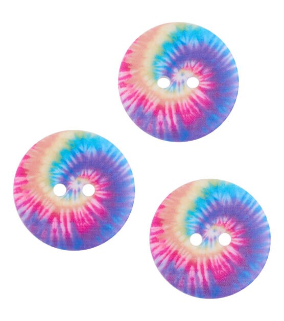 Flair Originals 1 1/4" Multi Tie Dye Pattern 2 Hole Buttons 3pk, , hi-res, image 3