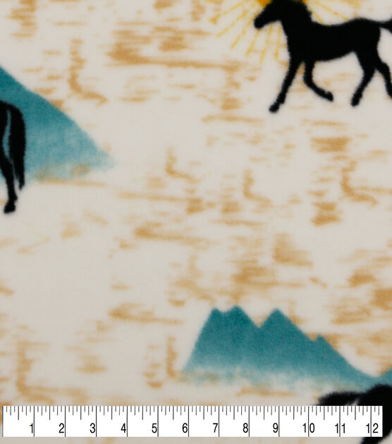 Sunrise & Horses Anti Pill Fleece Fabric, , hi-res, image 3