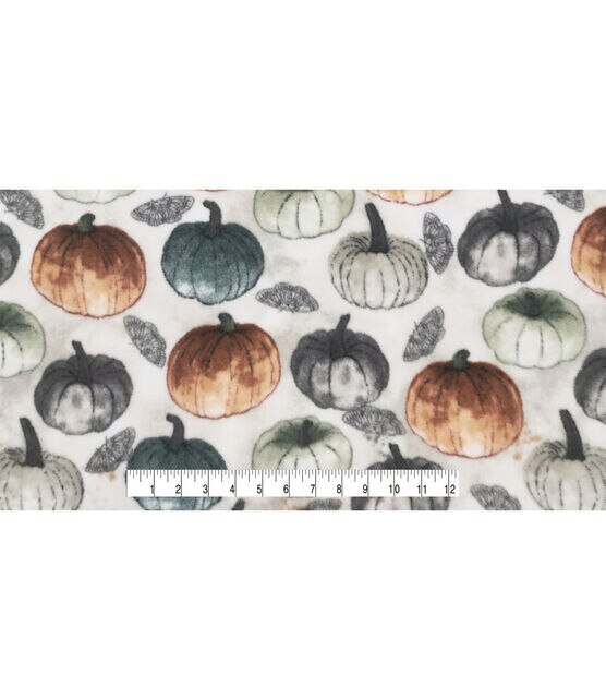 Pumpkins on White Anti Pill Fleece Fabric, , hi-res, image 4
