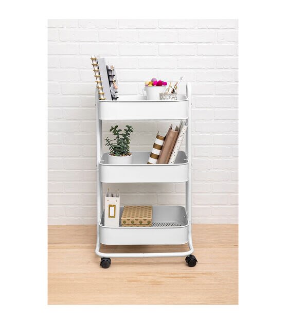 17" Rolling 3 Tier Metal Storage Cart by Top Notch, , hi-res, image 10