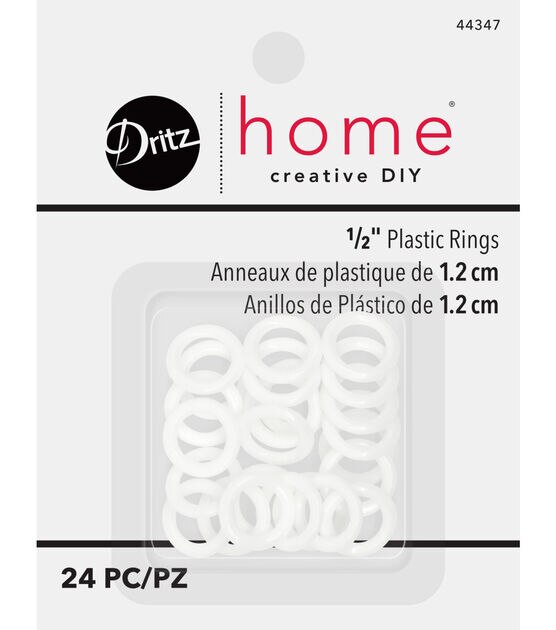 Dritz Home 1/2" White Plastic Drapery Rings 24pc