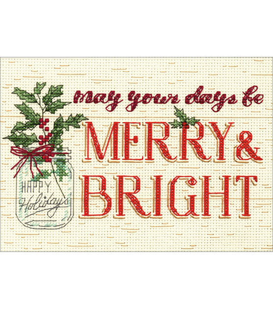 Dimensions 7" x 5" Merry & Bright Counted Cross Stitch Kit, , hi-res, image 3