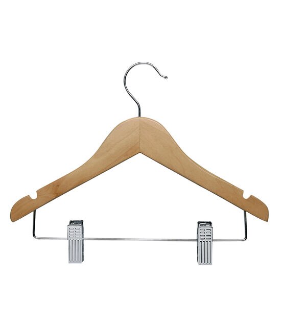 Honey Can Do 12" x 9" Kids Wood Shirt Hangers With Clips 10pk