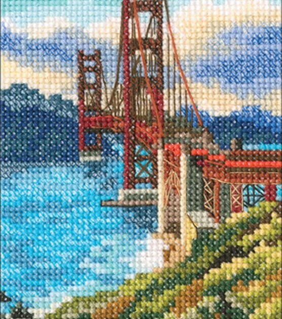 RTO 3.5" x 5" Golden Gate Bridge Counted Cross Stitch Kit