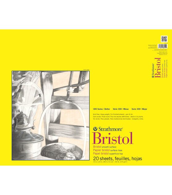 Strathmore 300 Series 20 sheet 19''x24'' Tape Bound Bristol Smooth Pad