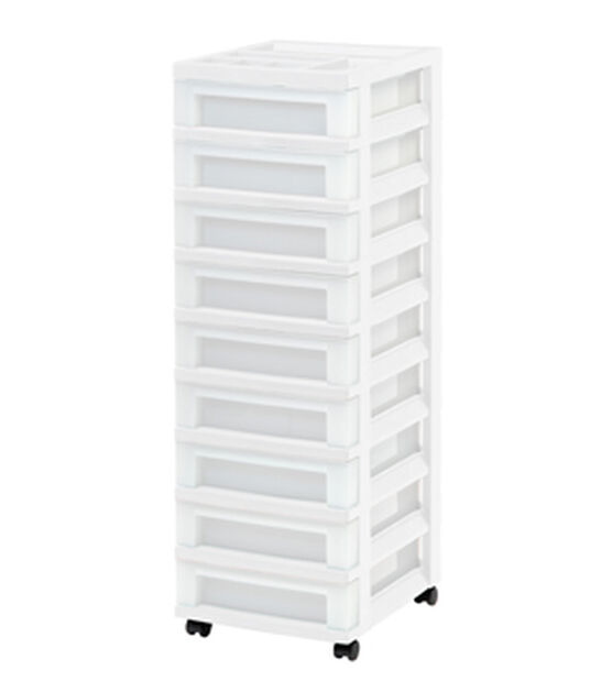 Iris 38" White & Pearl 9 Drawer Storage Cart With Organizer Top, , hi-res, image 7