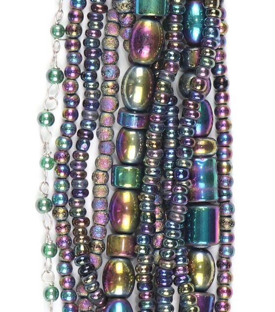 Green & Purple Multi Strand Strung Beads by hildie & jo, , hi-res, image 2