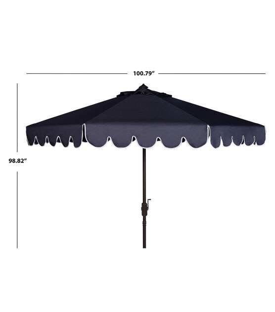 Safavieh 9' Venice Navy & White Single Scallop Push Tilt Patio Umbrella, , hi-res, image 4