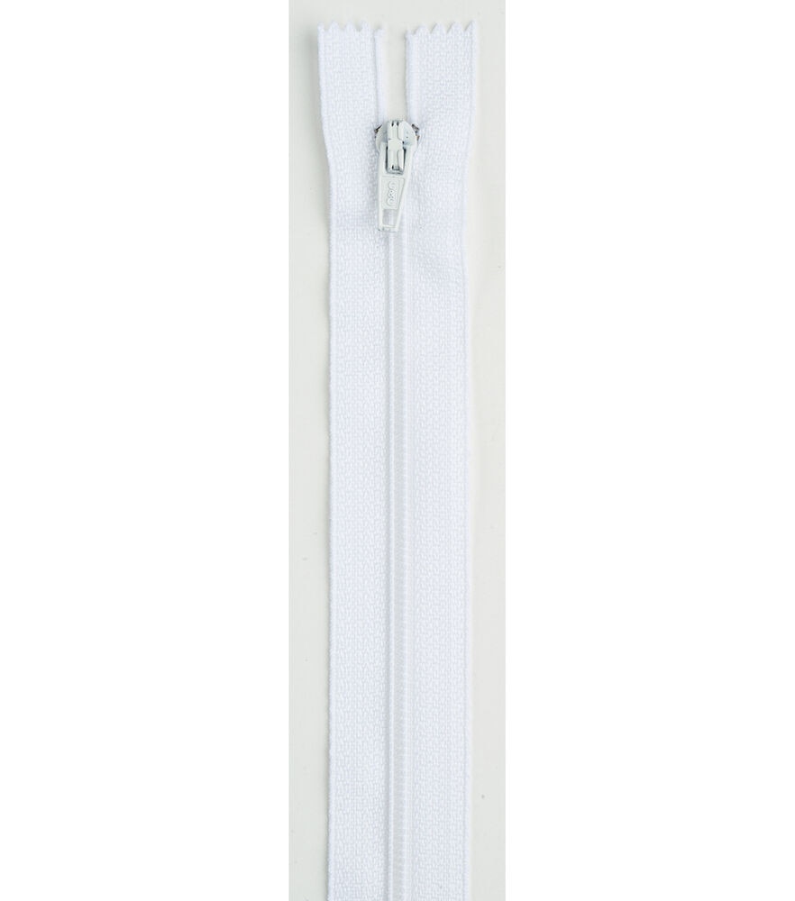 Coats & Clark All Purpose Plastic Zipper 14", White, swatch