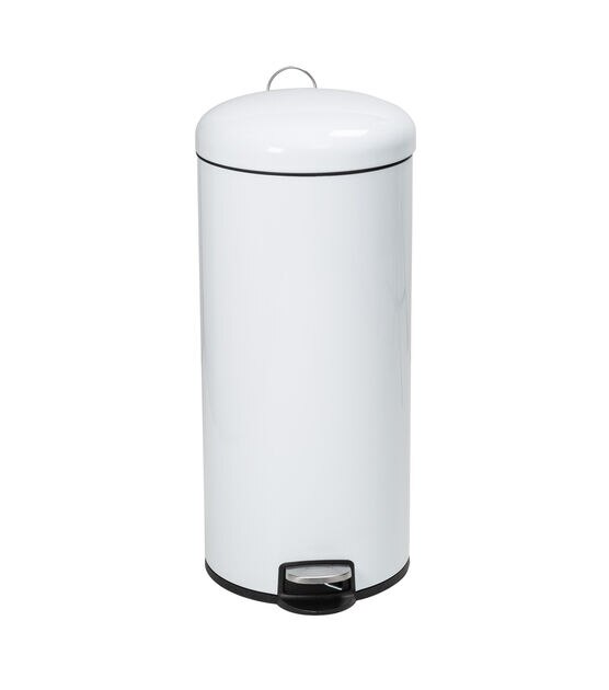 Honey Can Do 30 Liter White Steel Retro Round Step Trash Can, , hi-res, image 6