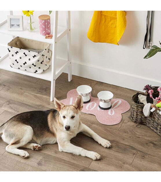 Design Imports Pink Woof Bone Pet Mat 16" x 24", , hi-res, image 5