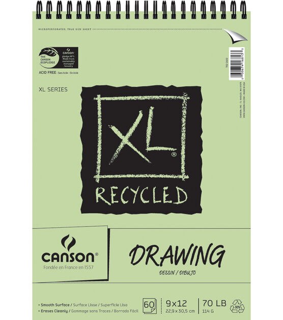 Canson Recycled Drawing Paper Pad 9"X12"