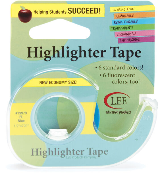 Fluorescent Highlighter Tape .5"X720" Blue