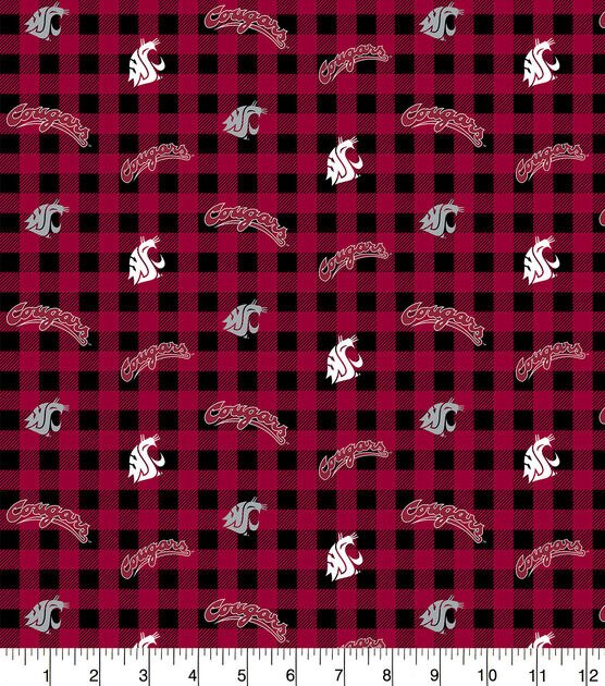Washington State Cougars Flannel Fabric Checks