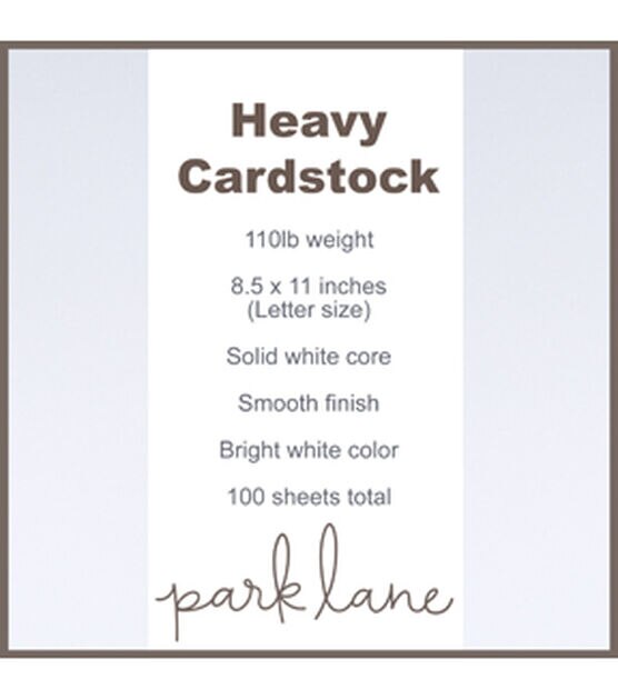 100 Sheet 8.5" x 11" White Smooth Cardstock Paper Pack by Park Lane, , hi-res, image 6
