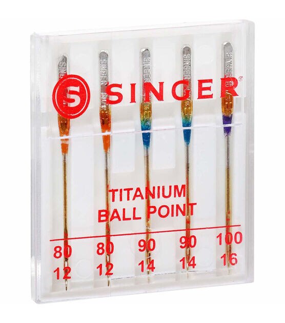 Singer Assorted Denim Sewing Machine Needle Bundle in Sizes 80/12, 90/14, 100/16, and 110/18, 16 PC Set