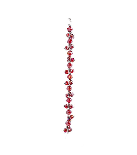 7" Red Glass & Metal Crystal Dangle Bead Strand by hildie & jo, , hi-res, image 2