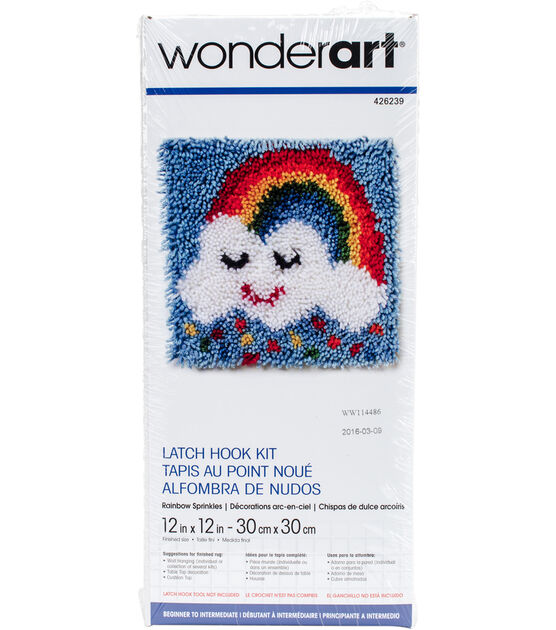 Wonderart Latch Hook Kit 12"X12" Rainbow Sprinkles