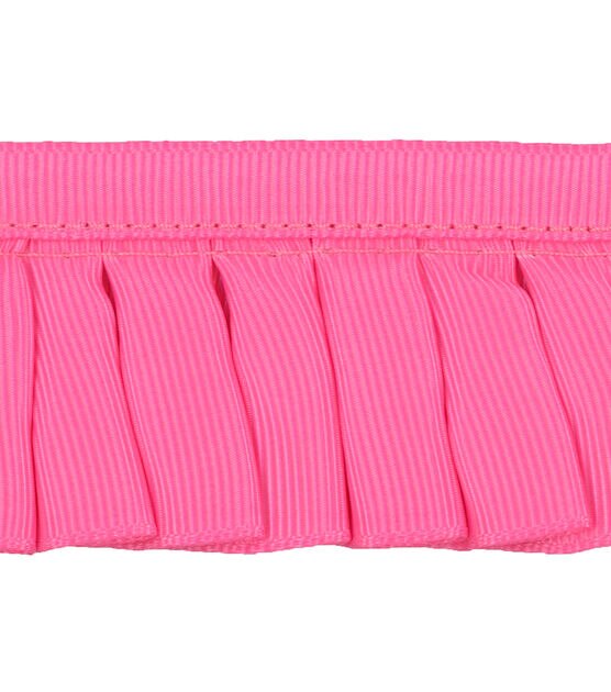 Simplicity Ruffled Grosgrain Trim 1.75'' Hot Pink