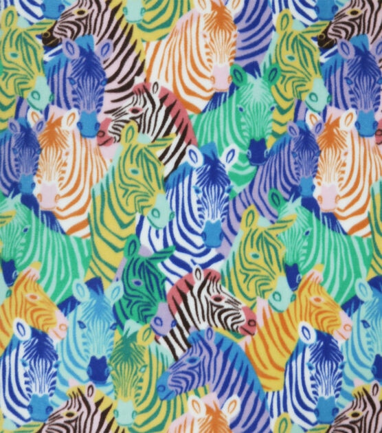 Multi Packed Zebras Anti Pill Fleece Fabric