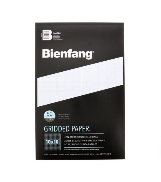 Bienfang Designer Grid Paper Pad, 50 Sheets,, 10" x 10" Grid, 11" x 17"