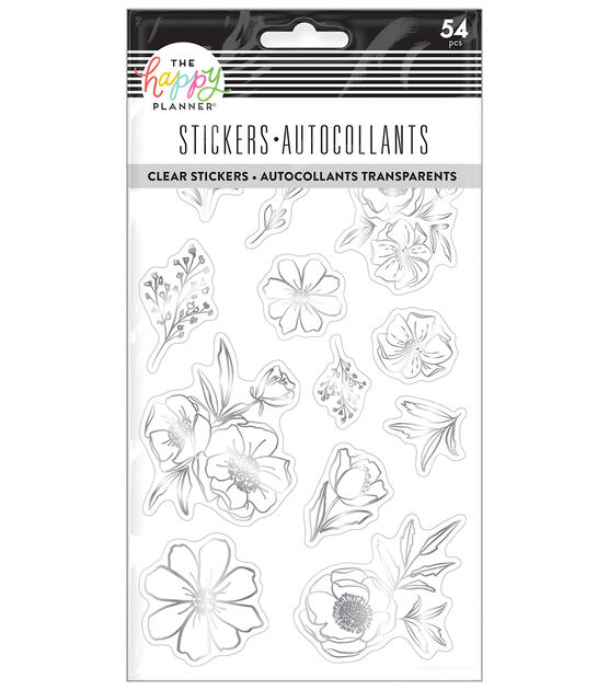 54pc Clear Floral 5 Sheet Happy Planner Sticker Pack