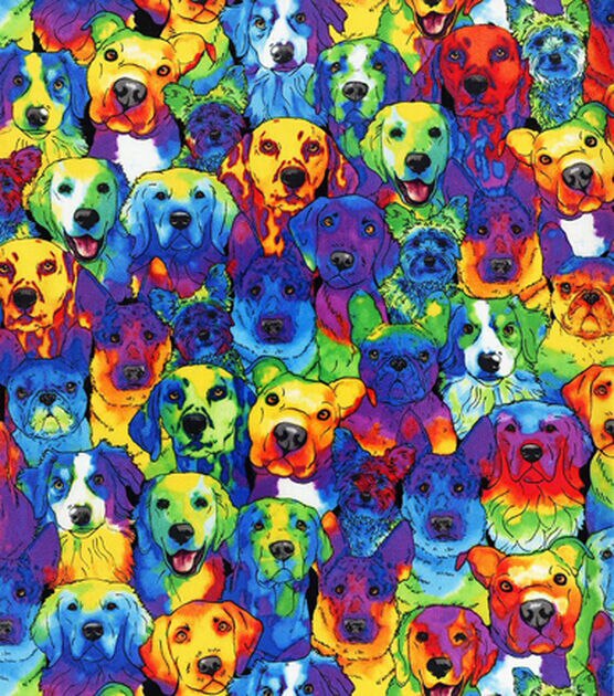 Hi Fashion Packed Dogs Tie Dye Novelty Cotton Fabric