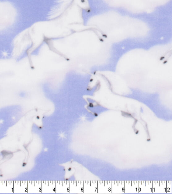 Magical Unicorns on Purple Anti Pill Fleece Fabric, , hi-res, image 3