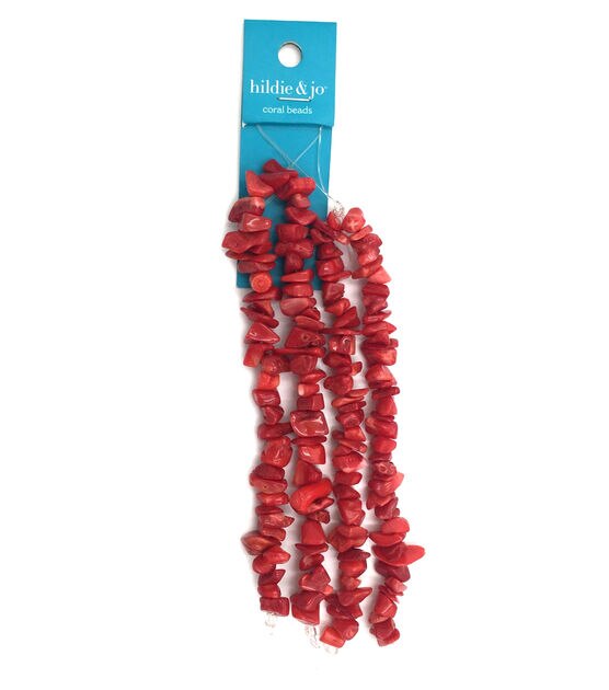 20" Red Dyed Coral Bead Strand by hildie & jo