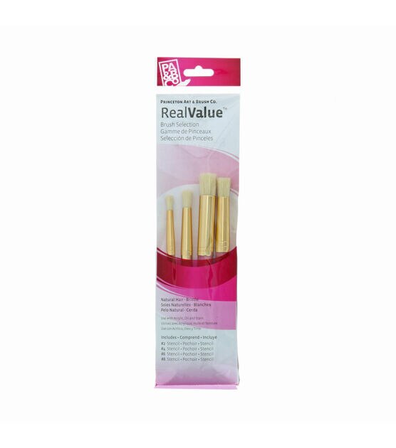 Princeton Brush Real Value 4 Brush Bristle Brush Set Stencil 2 4 6 8