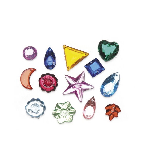 36g Assorted Colors & Shapes Sew On Flatback Rhinestones