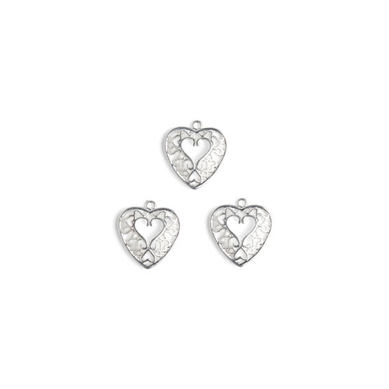 3pk Silver Plated Heart Charms by hildie & jo, , hi-res, image 2