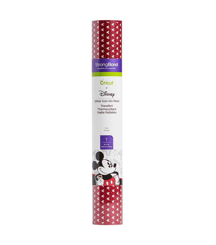 Cricut 12" x 19" Mickey Glitter Iron On Mesh Roll, Red, swatch