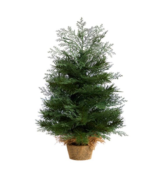 Nearly Natural 2' Warm White Pre Lit Christmas Tree With Burlap Base, , hi-res, image 3