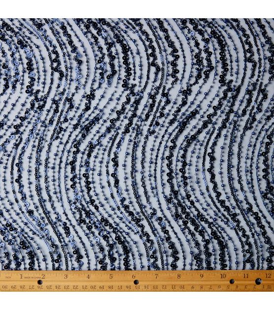 Badgley Mischka Navy Beaded Sequin Mesh Fabric, , hi-res, image 5