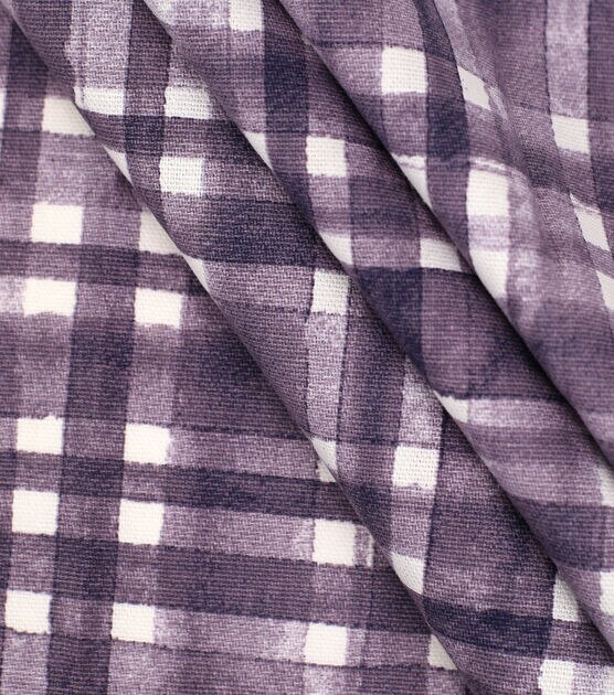 Purple Plaid Cotton Canvas Fabric, , hi-res, image 2