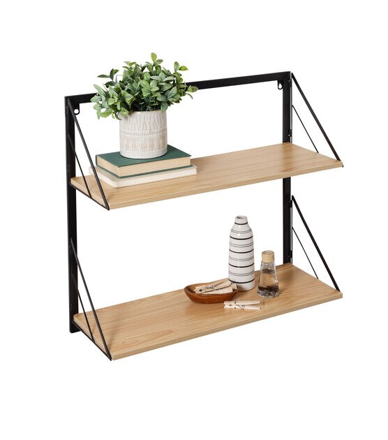 Honey Can Do Modern Two Tiered Wall Shelf, , hi-res, image 4
