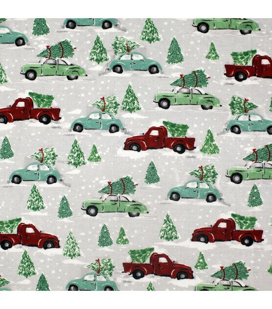 Multi Vehicles & Tree Super Snuggle Christmas Flannel Fabric, , hi-res, image 2