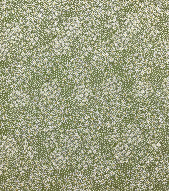 Sage Daisy Dots Crinkle Rayon Fabric, , hi-res, image 3