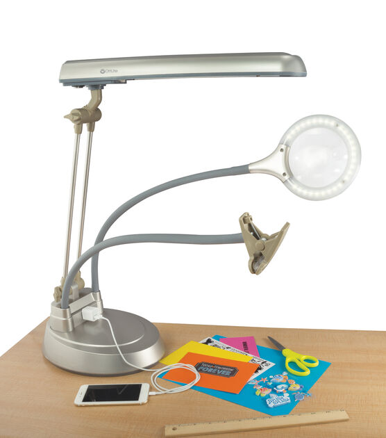 OttLite LED Clip & Freestanding Dual Magnifier Lamp