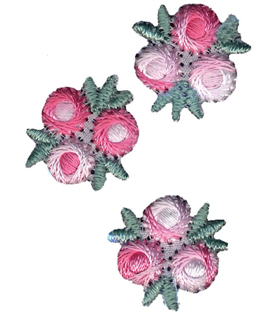 Wrights 1" Pink & White Flowers Iron On Patches 3ct