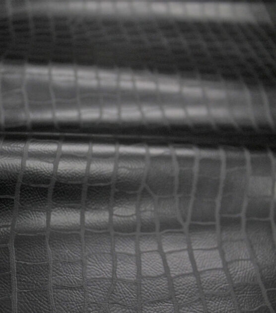 Black Crocodile Embossed Faux Leather Fabric